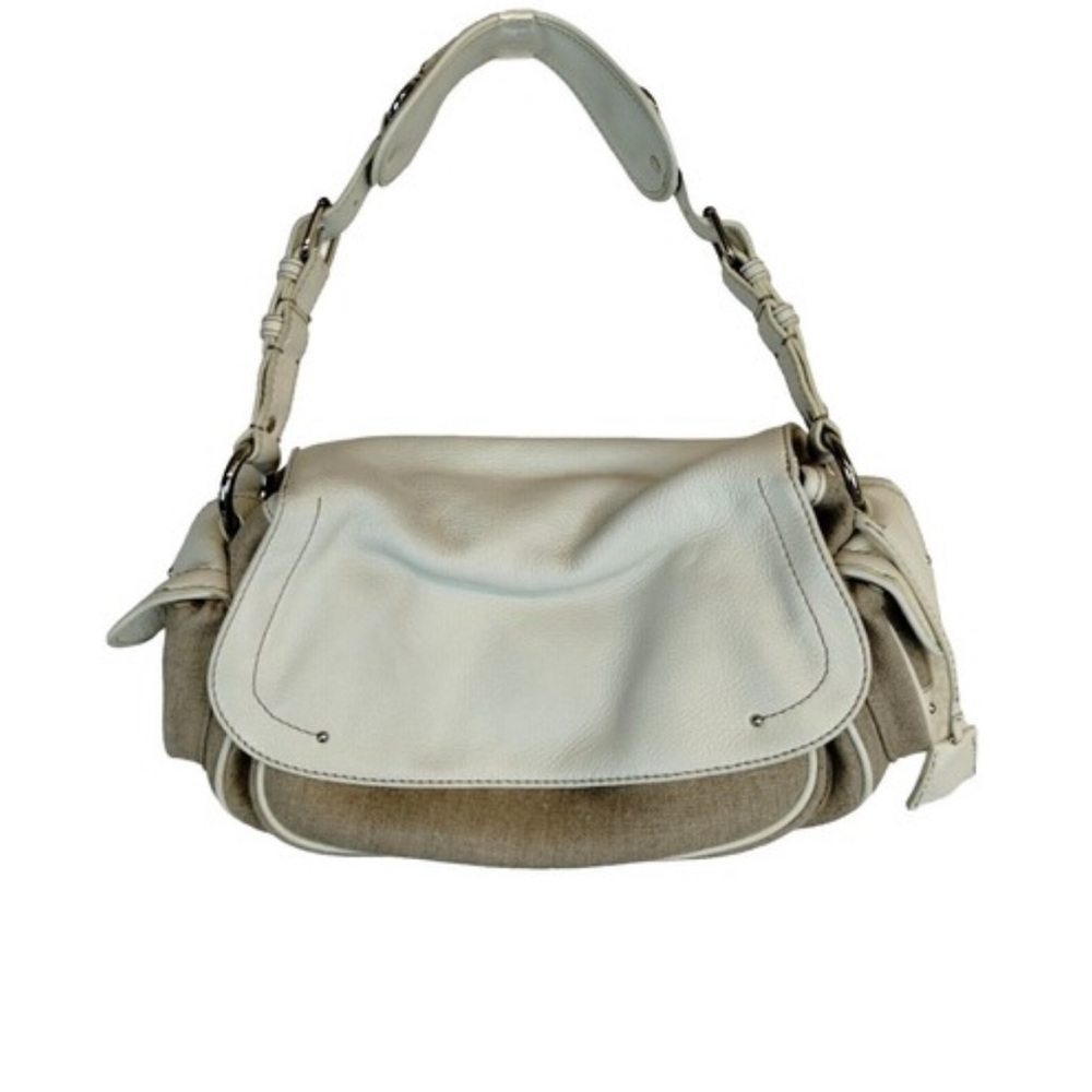 Banana Republic Cream and Tan Leather Hobo Bag